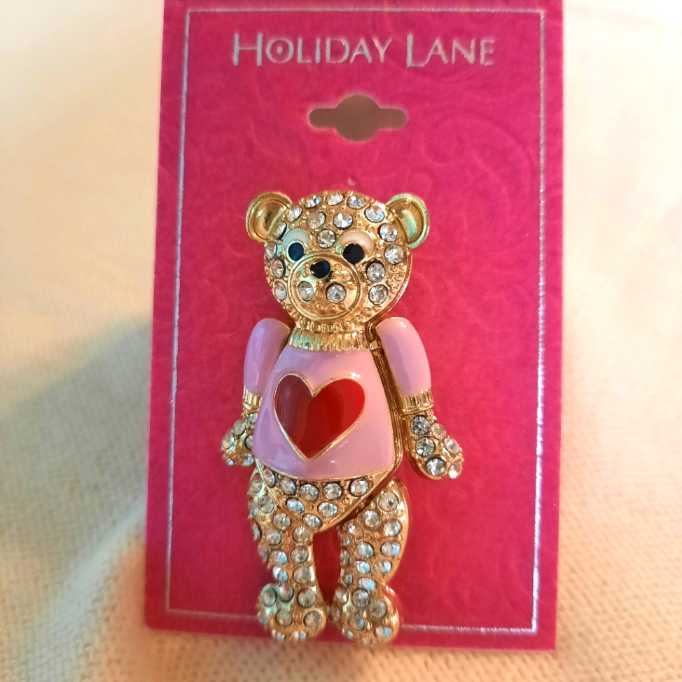 Holiday Lane Rhinestone Bear Pin